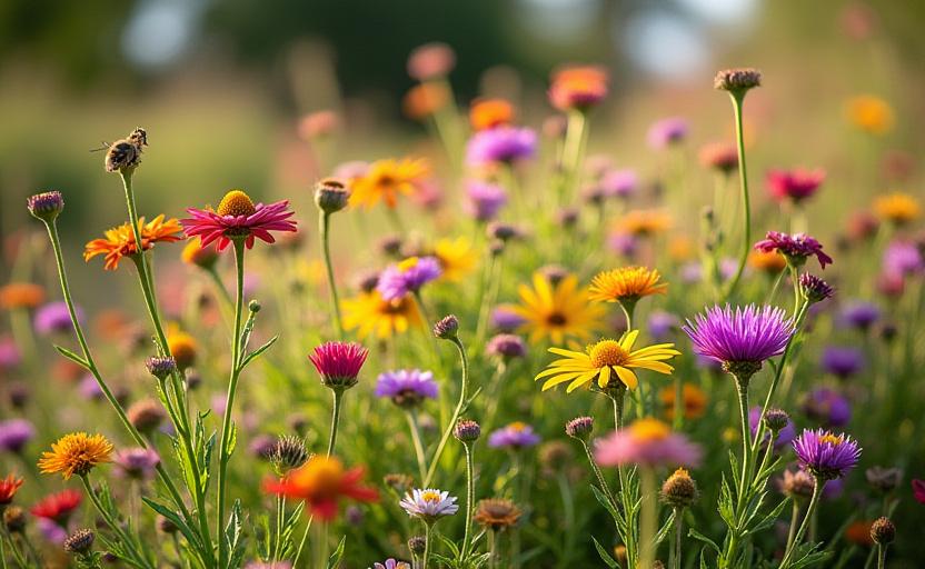 Native Colorado wildflowers attracting pollinators